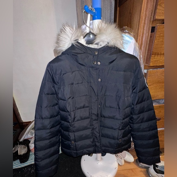 Abercrombie and Fitch. Sherpa coat misses Large navy blue - Picture 4 of 11